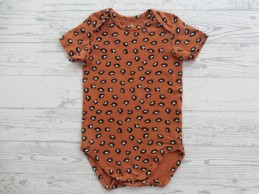 Hema romper korte mouw bruin wit animal print maat 86-92