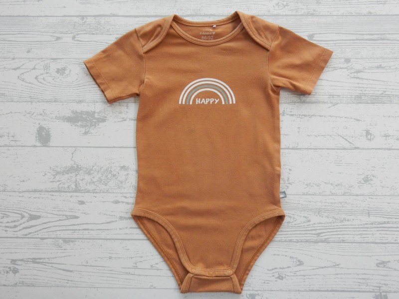 Prenatal romper korte mouw bruin Happy maat 86-92
