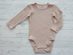 H&M romper lange mouw ribstof licht roze zalmroze maat 80