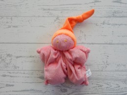 Difrax knuffeldoek softdoek tutpopje donker roze oranje geel