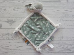 Little Dutch Tiamo knuffeldoek velours wit groen oceaan mint Walvis