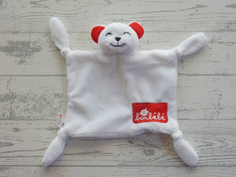 Bonbebe knuffeldoek velours wit rood slapen Beer