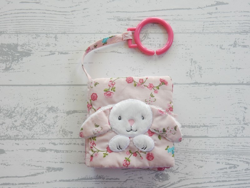 Little Dutch Tiamo buggyboekje velours wit roze Pink Blossom Konijn