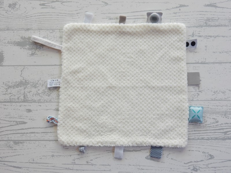 Snoozebaby knuffeldoek velours wit structuur lichtgrijze print Star white