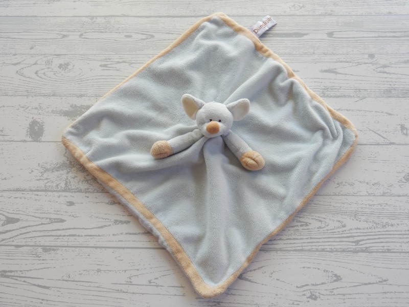 Teddykompaniet Diinglisar knuffeldoek velours blauw beige muis