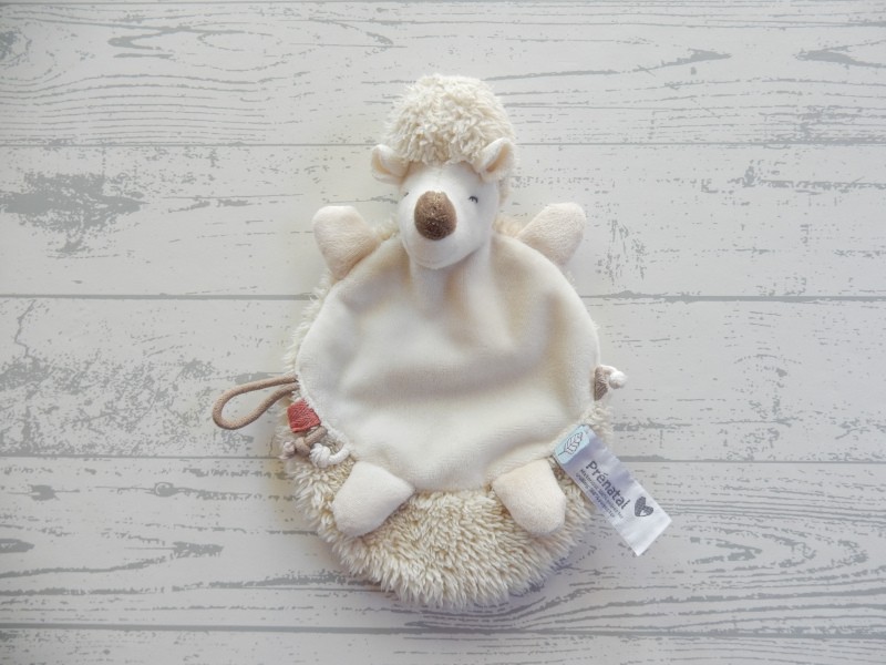 Prenatal knuffeldoekje velours wit Kleine Vriendjes egel