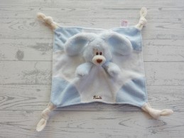Trudi knuffeldoek velours badstof blauw wit konijn