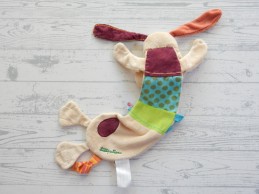 Lilliputiens knuffeldoek handpop velours katoen beige bruin Jef de Hond