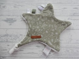 Little Dutch Tiamo knuffeldoek velours wit groen ster Wild Flowers Olive