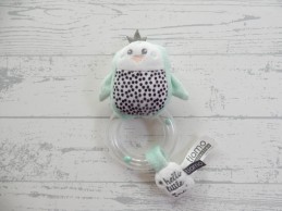 Tiamo knuffel rammelaar velours wit mintgroen Pinguin Hello Little One