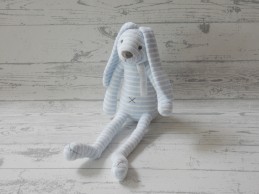 Happy Horse knuffel velours blauw gestreept Konijn Reece 28 cm