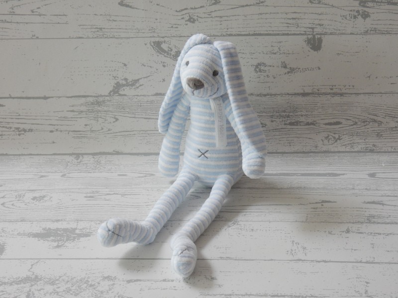 Happy Horse knuffel velours blauw gestreept Konijn Reece 28 cm