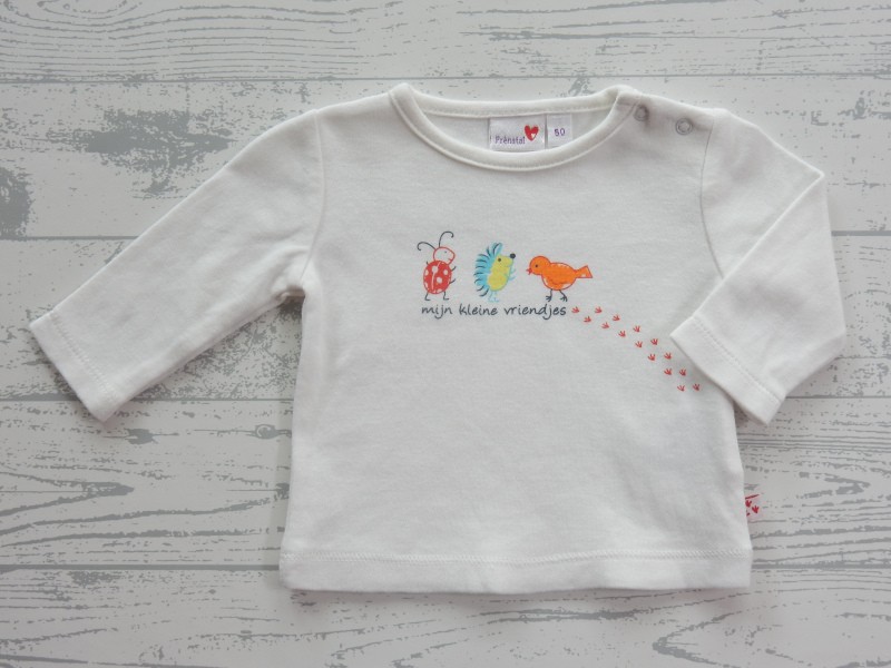 Prenatal newborn shirtje wit Mijn kleine Vriendjes maat 50