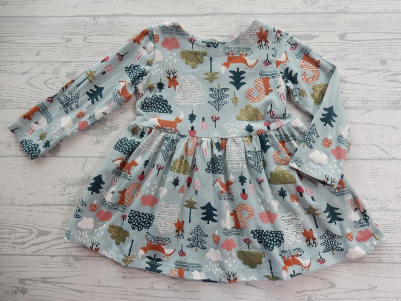 Hema kinderjurk tricot groen print kerst winter bos dieren
