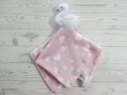 Primark baby knuffeldoek velours roze wit hartjes Zwaan