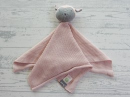 Sterntaler knuffeldoek katoen gebreid roze grijs schaap