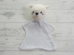 Topomini Topolino knuffeldoek velours ecru grijs gestreept beer