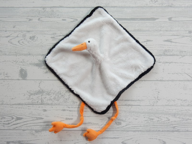 Happy Horse knuffeldoek velours wit zwart ooievaar Scooby