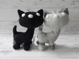 Pim en Pom Fiep Amsterdam knuffel velours zwart grijs 20 cm