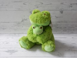 Nicotoy knuffel velours groen Kikker met kleintje 23 cm
