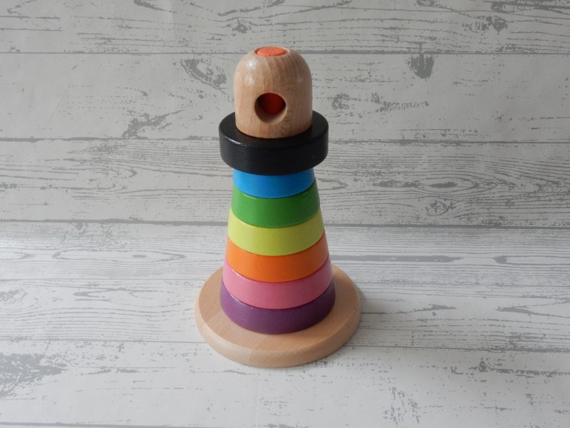 Mula Ikea houten stapeltoren ringpiramide meerkleurig