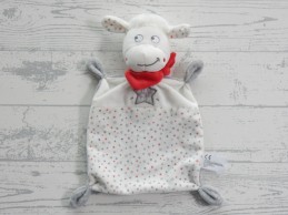 Nicotoy knuffeldoek velours wit grijs rood sterretjes sjaaltje schaap