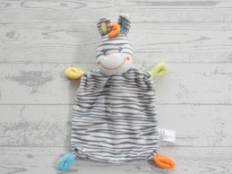 Nicotoy knuffeldoek velours wit grijs gestreept zebra