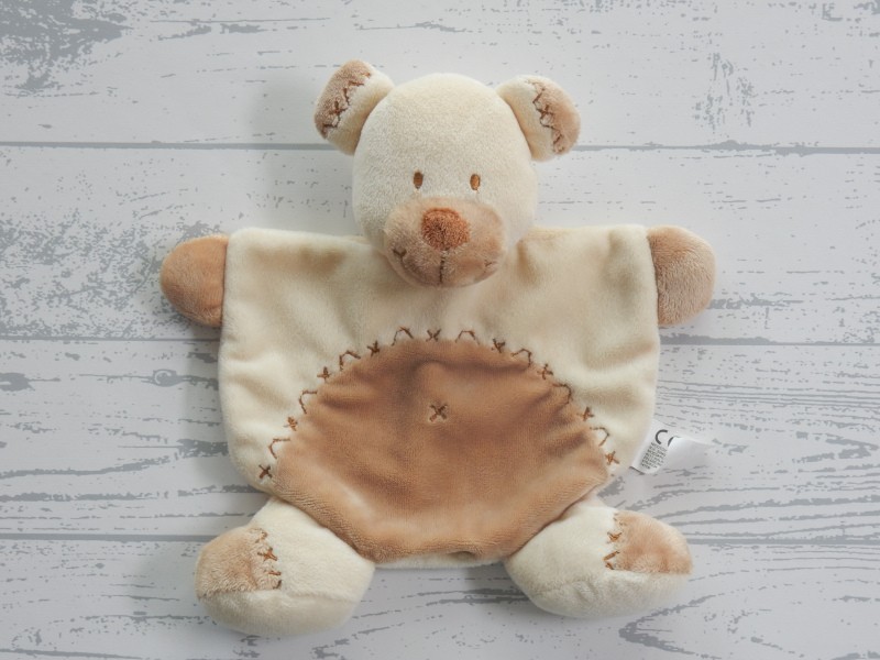 Nicotoy knuffeldoek knuffellap velours ecru bruin beer