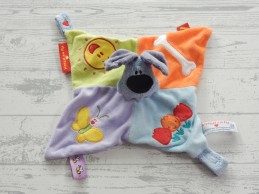 Woezel en Pip knuffeldoek velours tulpjes vlindertje zonnetje Woezel 2010