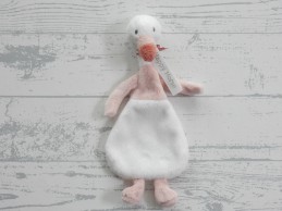 Happy Horse knuffeldoek velours wit roze zwaan Swan Swizzle