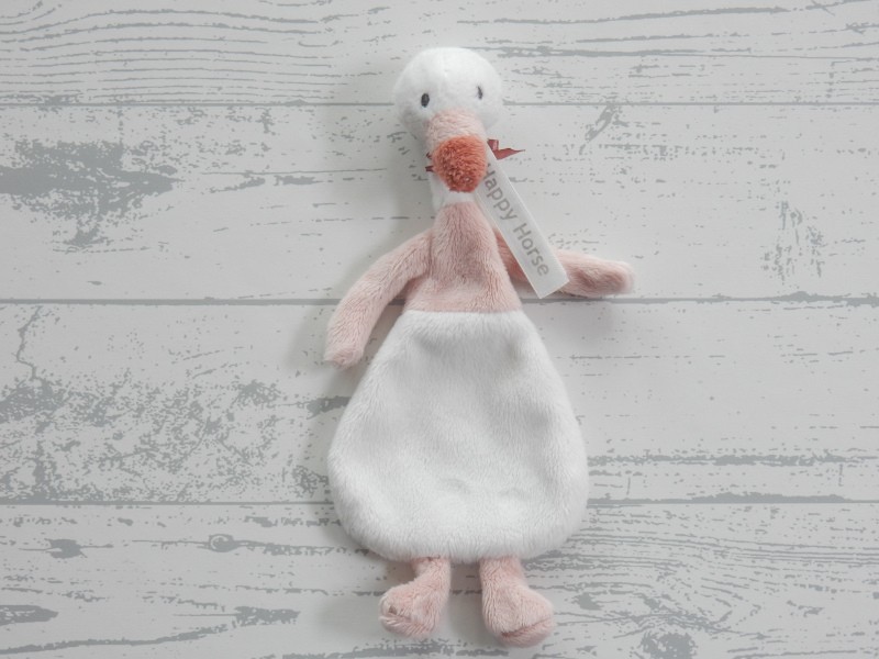 Happy Horse knuffeldoek velours wit roze zwaan Swan Swizzle
