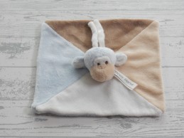 Happy Horse knuffeldoek velours wit blauw bruin pastel Aap Mo