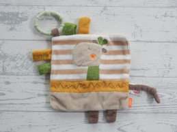 Fehn baby knuffeldoek knisper velours bruin groen geel giraffe Lotta