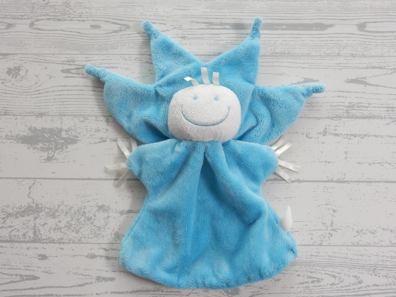 Difrax knuffeldoek handpop velours blauw bloem engel