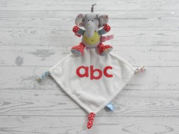 Tiamo knuffeldoek velours wit rood blauw abc olifant Dani