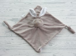 Bambino knuffeldoek velours beige bruin knoopjes konijn