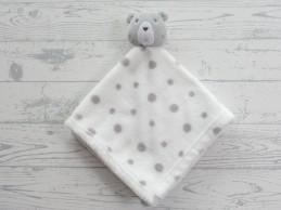 Primark Early Days knuffeldoek velours wit grijs stippen Beer
