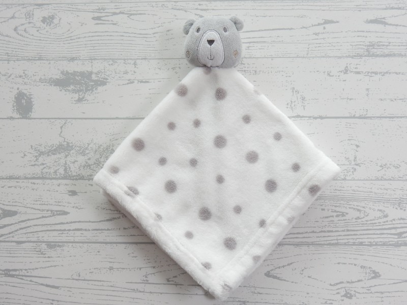 Primark Early Days knuffeldoek velours wit grijs stippen Beer