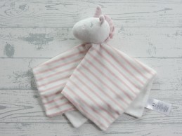 Primark baby knuffeldoek velours wit roze gestreept eenhoorn