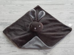 Bambino knuffeldoek velours antraciet gestreept konijn