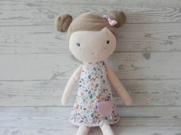 Little Dutch knuffel pop velours beige bruin roze Rosa 50 cm