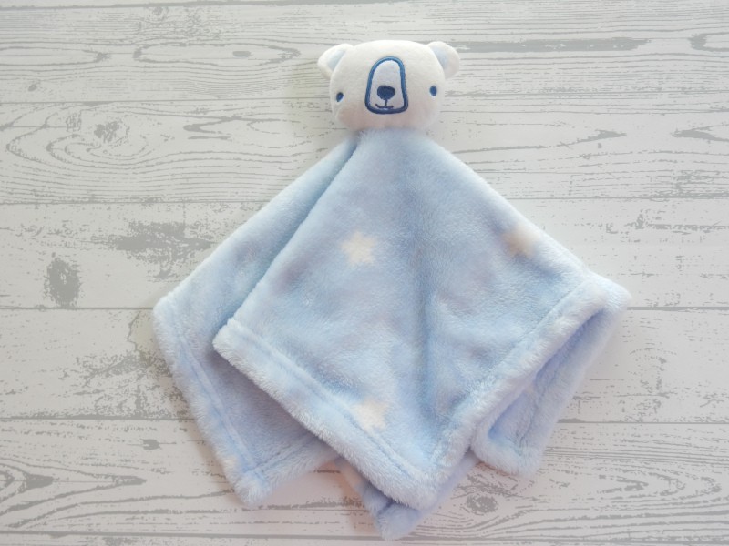 Primark baby knuffeldoek velours lichtblauw wit sterren Beer