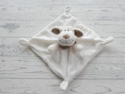 Tex baby knuffeldoek velours wit bruin suede sjaaltje bandana schaap