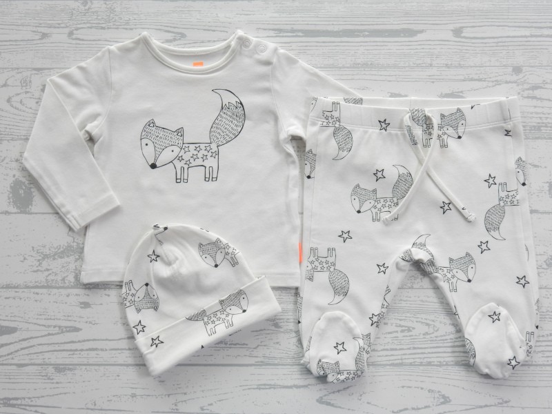 Hema baby newborn set wit zwart vos vosje sterren maat 56
