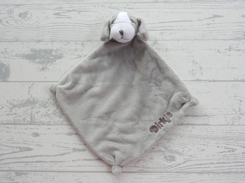 Dirkje knuffeldoek velours grijs tuttle Hond