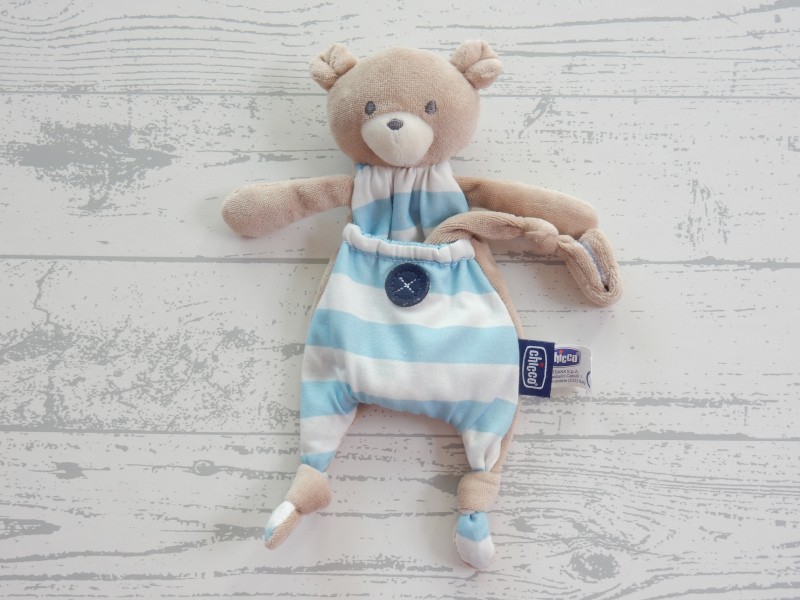 Chicco knuffel vriendje pocket friend velours bruin blauw beer