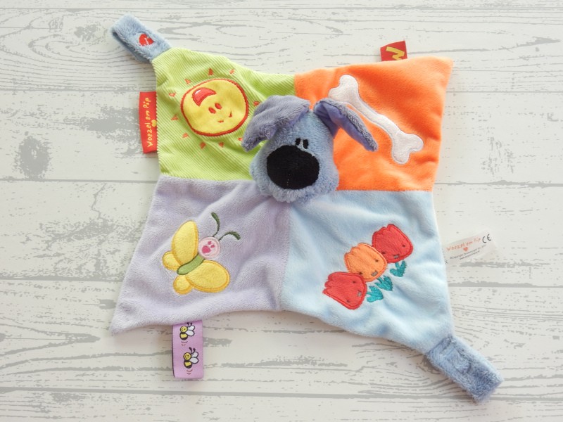 Woezel en Pip knuffeldoek velours tulpjes vlindertje zonnetje Woezel 2011