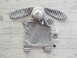 Vaco knuffeldoek velours grijs wit sjaaltje konijn