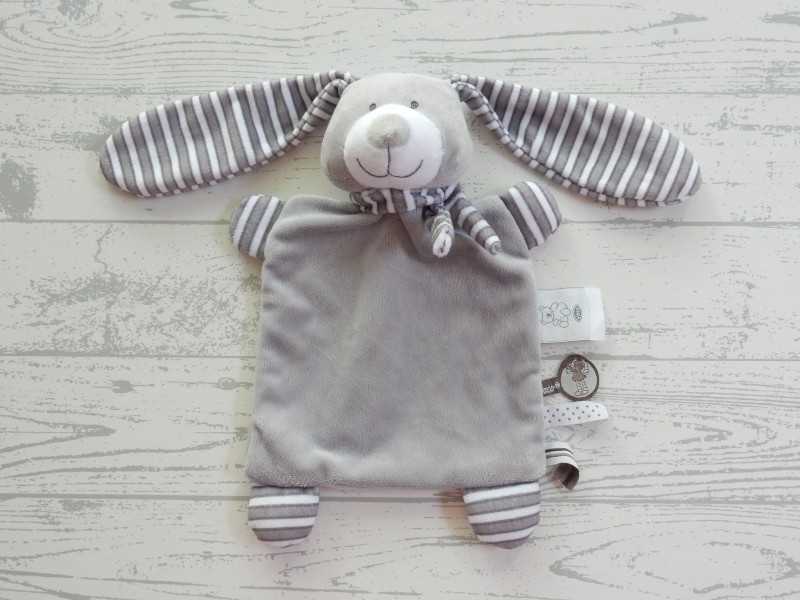 Vaco knuffeldoek velours grijs wit sjaaltje konijn