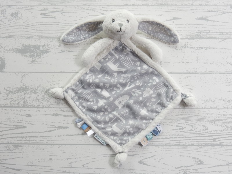 Little Dutch Tiamo knuffeldoek velours wit blauw grijs Konijn